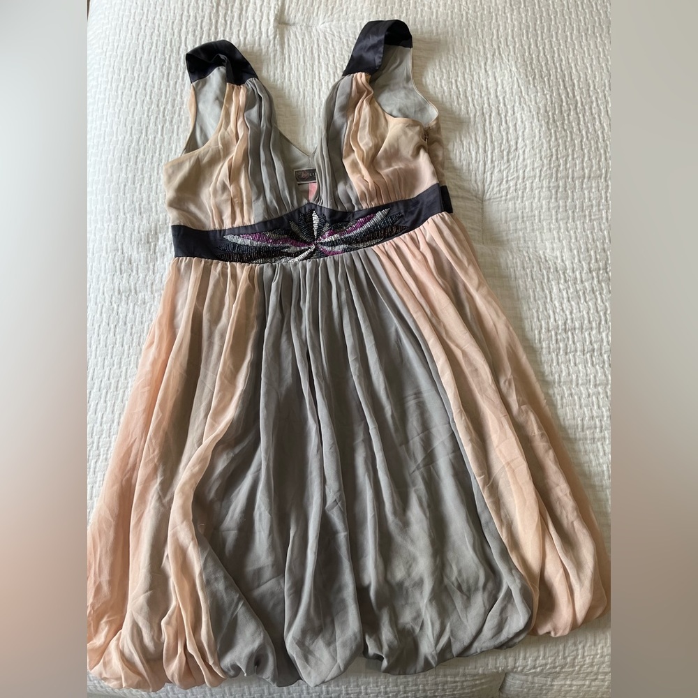 Lipsy London beaded grey/peach midi dress